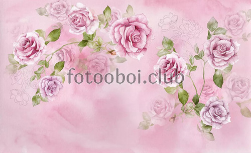 розовые, цветы, розы, дизайнерские, 3д, 3d